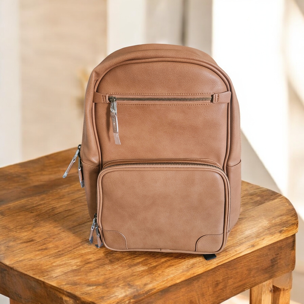 Tan Leather Backpack - Picture 1 of 9